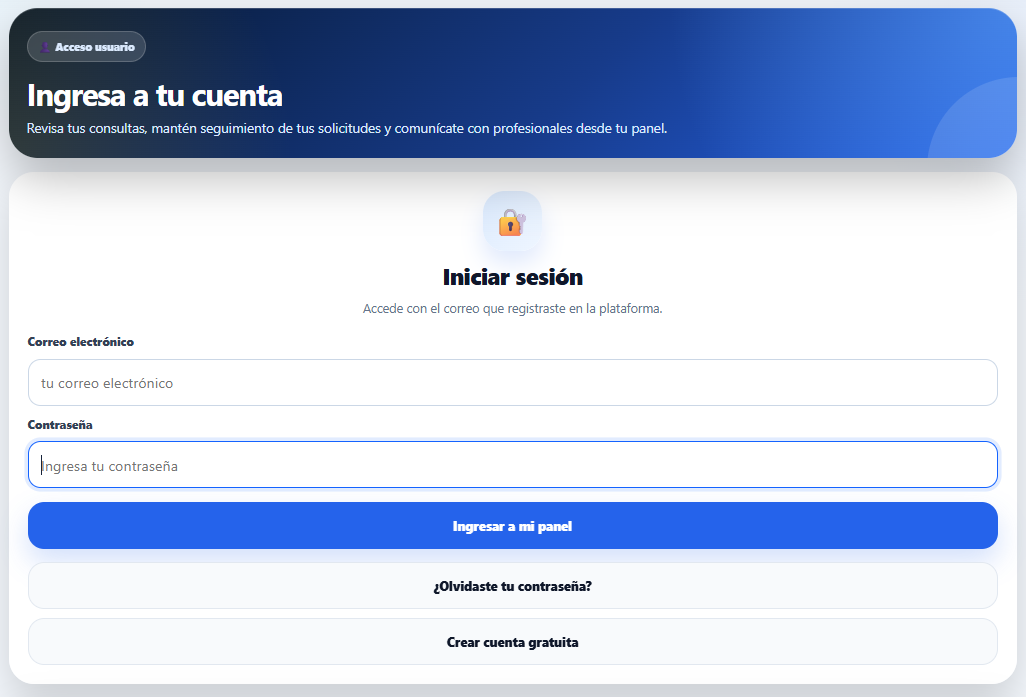 Inicio de sesión para usuarios